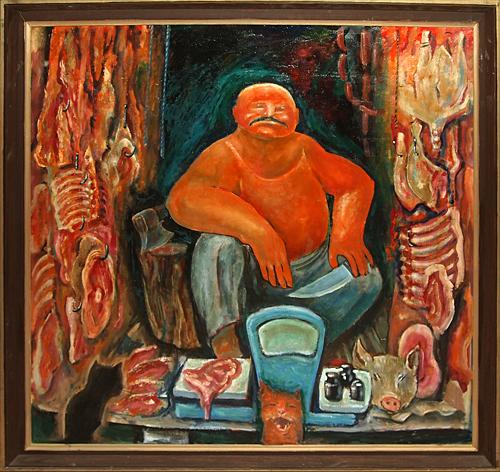  мясник рынок кошки мясо торговля быт мясо