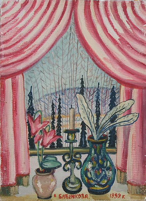  натюрморт окно ваза подсвечник