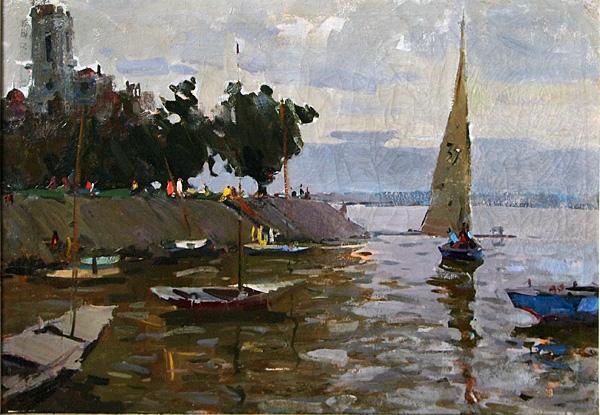  Астрахань пейзаж лодки набережная