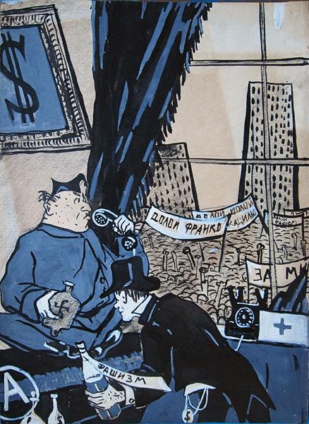  карикатура сатира Франко Испания доллар демонстрация фашизм антифашизм пропаганда