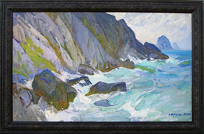  море шторм Крым пасмурно прибой волны