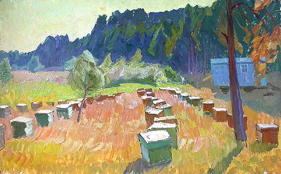  пейзаж пасека ульи лето лес